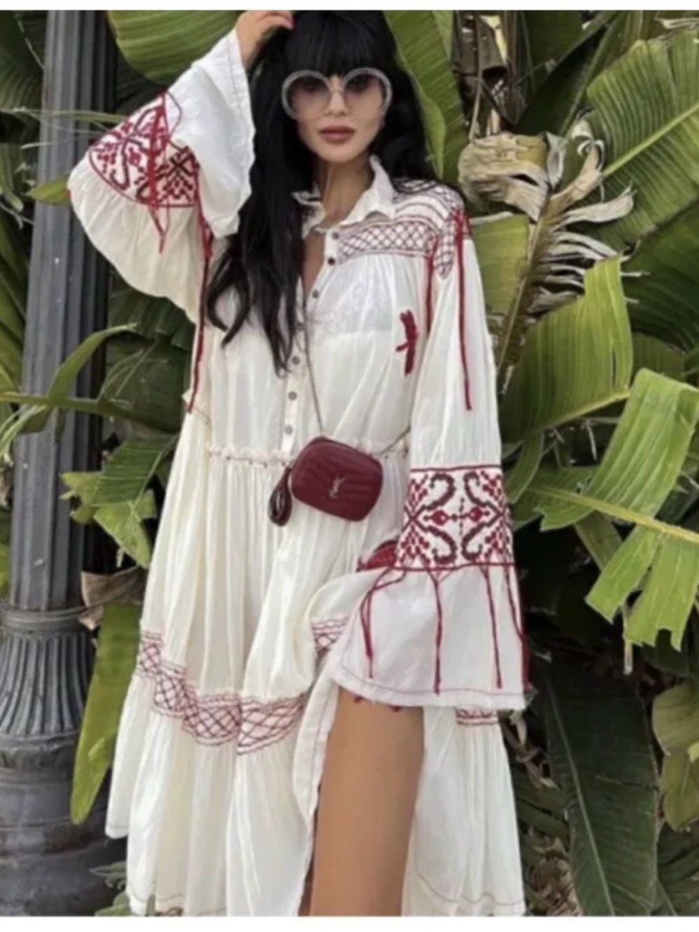 Zara limited edition White Tunic with Red Embroidery